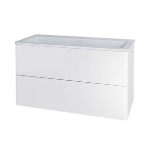 Mereo Siena, koupelnová skříňka s umyvadlem z litého mramoru 101 cm, bílá lesk CN412M1 obraz