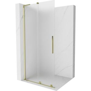 MEXEN/S Velar L Sprchová zástěna posuvná Walk-in 100 x 200 cm, dekor 8 mm, zlato 871-100-003-33-50 obraz