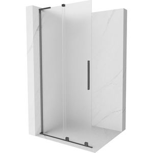 MEXEN/S Velar L Sprchová zástěna posuvná Walk-in 100 x 200 cm, dekor 8 mm, grafit kartáčovaná 871-100-003-33-66 obraz