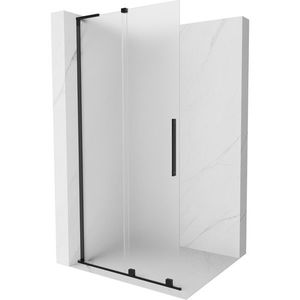 MEXEN/S Velar L Sprchová zástěna posuvná Walk-in 100 x 200 cm, dekor 8 mm, černá 871-100-003-33-70 obraz