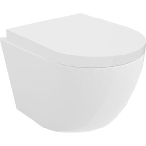 MEXEN/S Lena Závěsná WC mísa Rimless Tornado včetně sedátka s slow, duroplast, bílá lesk 30220200T obraz