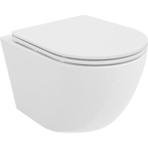 MEXEN/S Lena Závěsná WC mísa Rimless Tornado včetně sedátka s slow slim, duroplast, bílá lesk 30220300T obraz