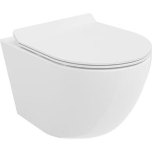 MEXEN/S Lena Závěsná WC mísa Rimless Tornado včetně sedátka s slow slim, duroplast, bílá lesk 30224000T obraz