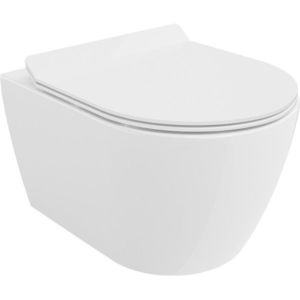 MEXEN/S Carmen Závěsná WC mísa Rimless Tornado včetně sedátka s slow slim, duroplast, bílá lesk 30880100T obraz