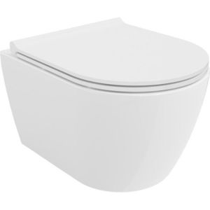 MEXEN/S Carmen Závěsná WC mísa Rimless Tornado včetně sedátka s slow slim, duroplast, bílá lesk 30880500T obraz