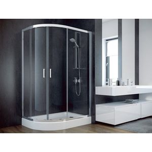 BESCO Asymetrický sprchový kout MODERN 185 Barva rámu Chrom/Leštěný hliník (ALU), Rozměr A 100 cm, Rozměr B 80 cm, Rozměr C 185 cm, Směr zavírání Univerzální Levé / Pravé, Výplň Čiré bezpečnostní sklo 6 mm BCMOD1080CC obraz
