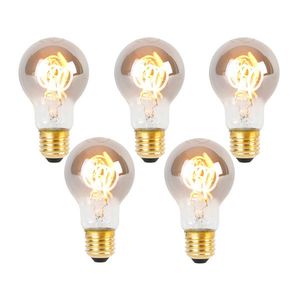 Sada 5 LED spirálových žárovek E27 A60 kouřová 4W 120 lm 1800K obraz