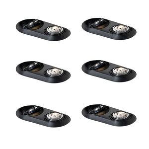 Sada 6 kulatých zapuštěných bodových světel černá GU10 70mm 2-světla - Hubs obraz
