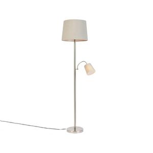 Chytrá stojací lampa ocelová sšedým stínítkem vč. Wifi A60 aE14 - Retro obraz