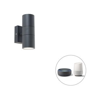 Chytré venkovní nástěnné svítidlo tmavě šedé IP44 vč. 2 Wi-Fi GU10 - Duo obraz