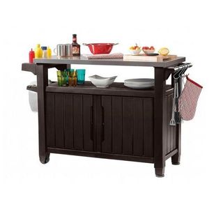 Keter Multifunkční zahradní grilovací stolek UNITY XL 270l hnědý, 134 x 52 x 90 cm obraz