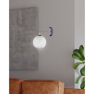 Larix Nástěnná lampa chromová, svítidlo 1x40W E27 bílé stínidlo obraz