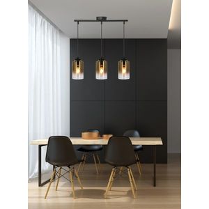 Závěsná lampa Aspra černá 3x60W E27 jantarové stínidlo obraz