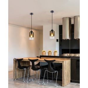 Závěsná lampa Aspra černá 1x60W E27 jantarové stínidlo obraz