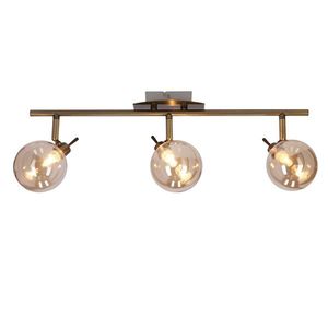 Stropní lampa Lentini s patinovaným páskem 3x40W g9, jantarové stínidlo obraz