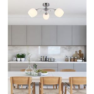 Stropní lampa Estar chromová, E27, bílé stínidlo obraz