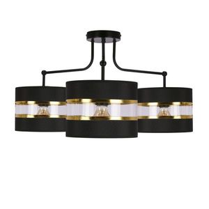 Závěsná lampa Andy černá, e27, stínidlo černé+zlaté obraz