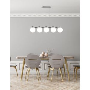 Závěsná lampa chrom/bílá koule 5 Ramon obraz