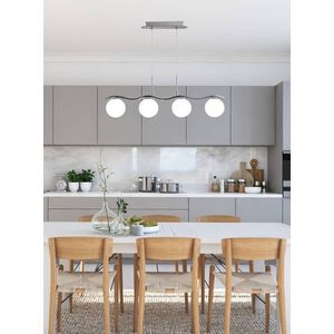 Závěsná lampa chrom/bílá koule 4 Ramon obraz