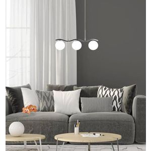 Závěsná lampa chrom/bílá koule 3 Ramon obraz