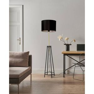 Stojací lampa černá a zlatá matná Tegola obraz