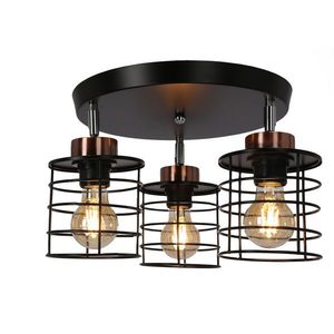 Stropní lampa černá/zlatá deska 3xE27 Globe obraz