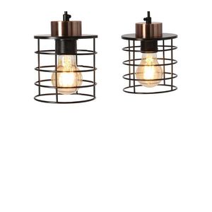 Stropní závěsná lampa černá páska 2xE27 Glob obraz
