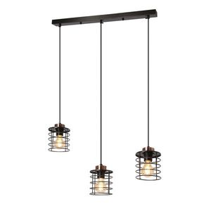 Stropní závěsná lampa černá páska 3xE27 Glob obraz