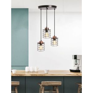Stropní závěsná lampa černá deska 3xE27 Globe obraz