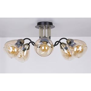 Stropní lampa černá/zlatá kouřová 5xE27 Unica obraz