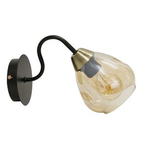 Nástěnná lampa černá/zlatá sklo kouřové 1xE27 Unica obraz