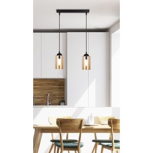 Závěsná lampa černohnědá 2xE27 Bistro obraz