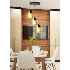 Závěsná lampa 3xE27 35cm černá/hnědá Bistro obraz