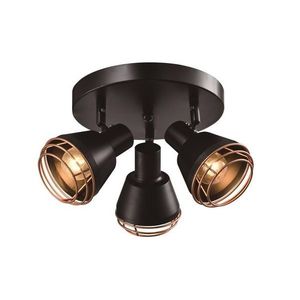 Stropní lampa černá, měděné stínidlo 3xE14 40W Neria obraz