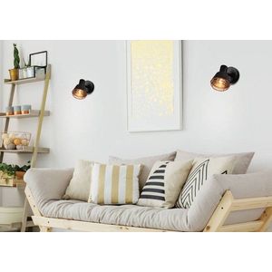 Nástěnná lampa s černým měděným stínidlem, E14 40W Neria obraz