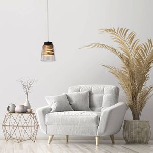Černo-zlatá závěsná lampa, skleněné stínidlo, 60 W, E27, Fresno obraz