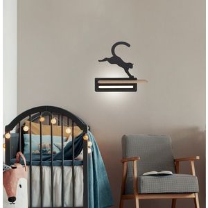 LED 5W dětská nástěnná lampa černá kočka skákající kočka obraz