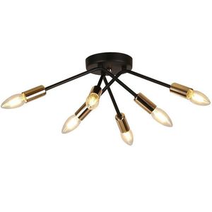 Černo-zlatá stropní lampa 6x40W E14 Tiara obraz