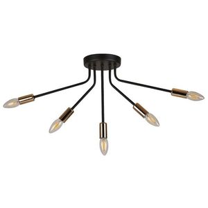 Černo-zlatá stropní lampa 5x40W E14 Tiara obraz
