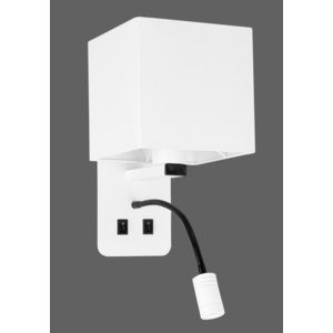 Bílá hotelová nástěnná lampa s LED čtecí lampou Magnum obraz
