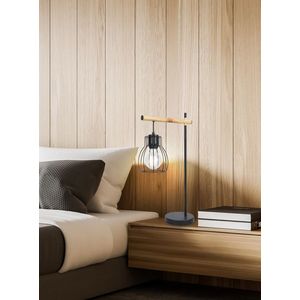 Černá košová stolní lampa Bernita obraz
