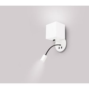 Bílá hotelová nástěnná lampa s LED čtecí lampou Magnum obraz