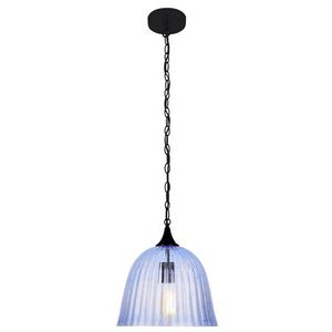 Modrá skleněná závěsná lampa Váza obraz