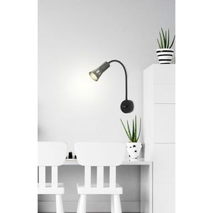 Černá nastavitelná nástěnná lampa s ramenem + vypínač Arena obraz