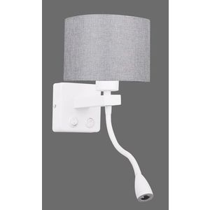 Bílá/šedá nástěnná lampa s LED čtecím světlem Polo obraz