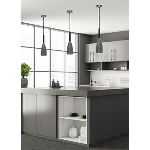 Závěsná lampa šedá kov/dřevo E27 Flen Ledea obraz