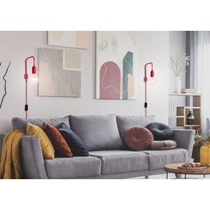 Červená nástěnná lampa + kabelová lampa Laren Ledea obraz