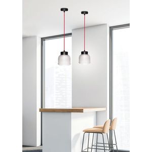 Závěsná lampa 15cm čirý/červený kabel Liverpool Ledea obraz
