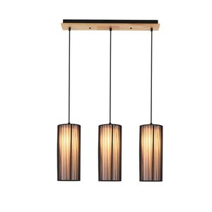 Černá dřevěná závěsná lampa 3xE27 Kioto Ledea obraz