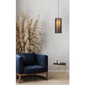 Černá dřevěná závěsná lampa 18cm Kioto Ledea obraz